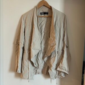 Zara Women's Light Beige Draped Utility Jacket